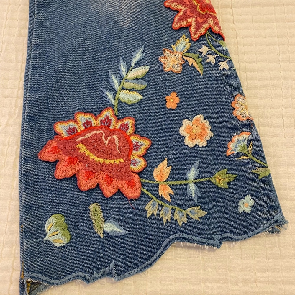 Driftwood floral flare jeans
